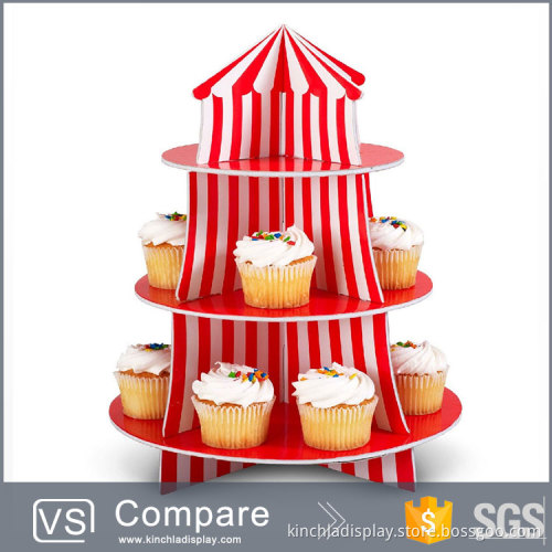 Colorful 3 Tiers Cardboard Disposable Cupcake Display Stand for Sale